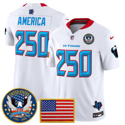 Houston Texans "United States 250th Anniversary Patch" Vapor Limited Jersey - White / #250 America
