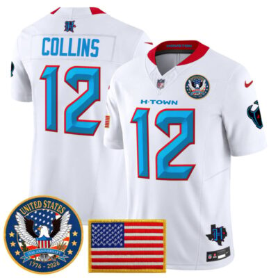 Houston Texans "United States 250th Anniversary Patch" Vapor Limited Jersey - White / Nico Collins