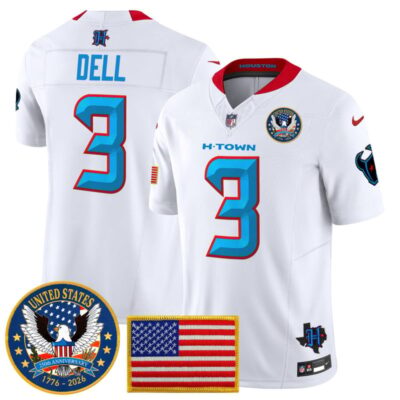 Houston Texans "United States 250th Anniversary Patch" Vapor Limited Jersey - White / Tank Dell