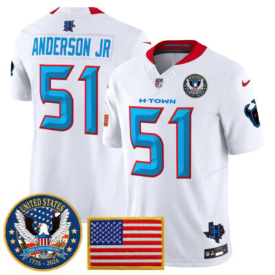 Houston Texans "United States 250th Anniversary Patch" Vapor Limited Jersey - White / Will Anderson Jr.