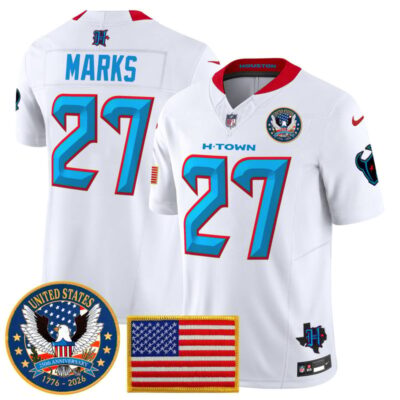 Houston Texans "United States 250th Anniversary Patch" Vapor Limited Jersey - White / Woody Marks