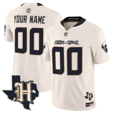 Houston Texans x Cactus Jack Vapor Limited Custom Stitched Jersey - Cream
