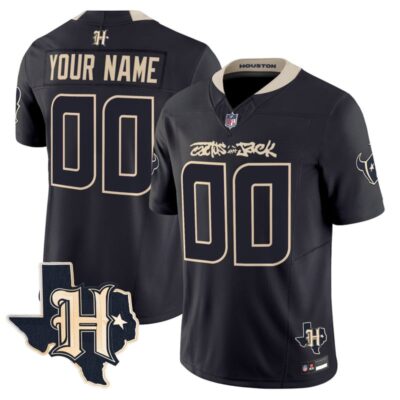 Houston Texans x Cactus Jack Vapor Limited Custom Stitched Jersey - Navy