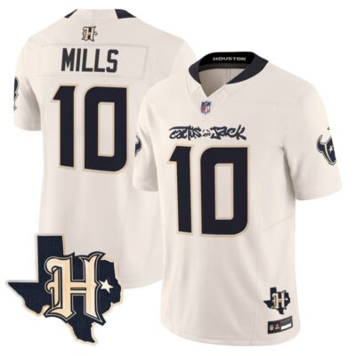 Houston Texans x Cactus Jack Vapor Limited Stitched Jersey - Cream / Davis Mills
