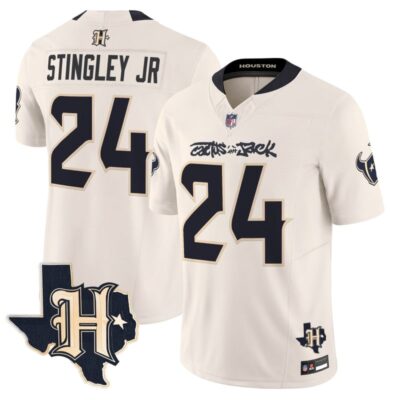 Houston Texans x Cactus Jack Vapor Limited Stitched Jersey - Cream / Derek Stingley Jr.