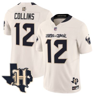 Houston Texans x Cactus Jack Vapor Limited Stitched Jersey - Cream / Nico Collins