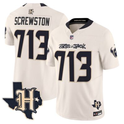Houston Texans x Cactus Jack Vapor Limited Stitched Jersey - Cream / Screwston 713