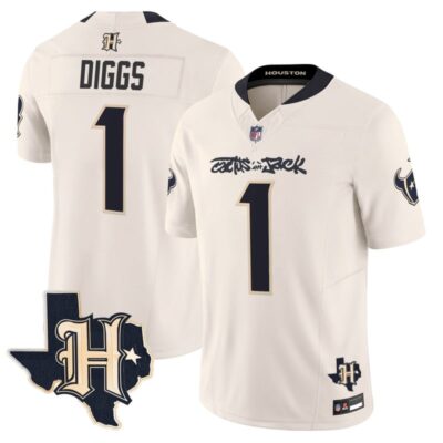 Houston Texans x Cactus Jack Vapor Limited Stitched Jersey - Cream / Stefon Diggs