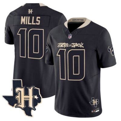 Houston Texans x Cactus Jack Vapor Limited Stitched Jersey - Navy / Davis Mills