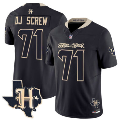 Houston Texans x Cactus Jack Vapor Limited Stitched Jersey - Navy / Screw 1971