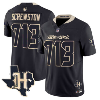Houston Texans x Cactus Jack Vapor Limited Stitched Jersey - Navy / Screwston 713
