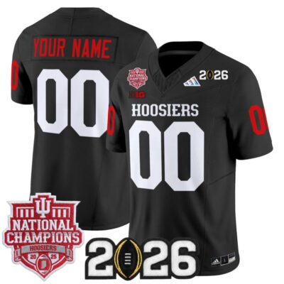 Indiana Hoosiers 2025 National Champions & 2026 CFP Final Patch Vapor Limited Custom Jersey - Black