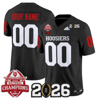 Indiana Hoosiers 2025 National Champions & 2026 CFP Final Patch Vapor Limited Custom Jersey - Black