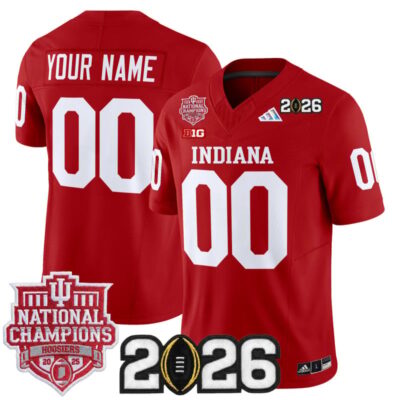 Indiana Hoosiers 2025 National Champions & 2026 CFP Final Patch Vapor Limited Custom Jersey - Crimson
