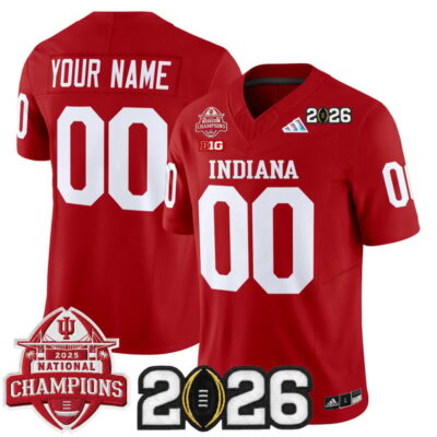 Indiana Hoosiers 2025 National Champions & 2026 CFP Final Patch Vapor Limited Custom Jersey - Crimson