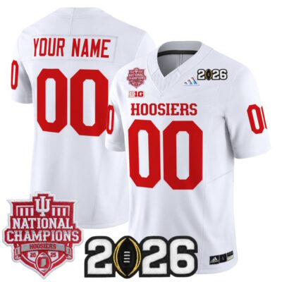 Indiana Hoosiers 2025 National Champions & 2026 CFP Final Patch Vapor Limited Custom Jersey - White