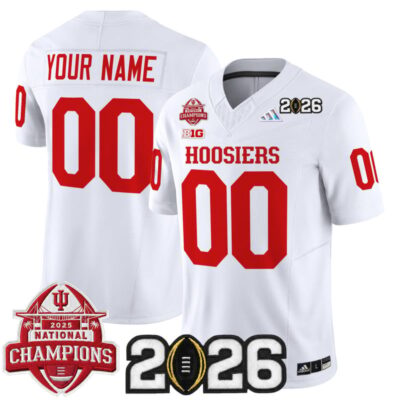 Indiana Hoosiers 2025 National Champions & 2026 CFP Final Patch Vapor Limited Custom Jersey - White