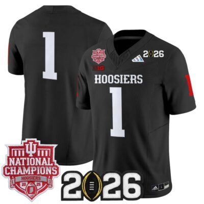 Indiana Hoosiers 2025 National Champions & 2026 CFP Final Patch Vapor Limited Jersey - Black / #1 Team