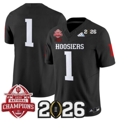 Indiana Hoosiers 2025 National Champions & 2026 CFP Final Patch Vapor Limited Jersey - Black / #1 Team