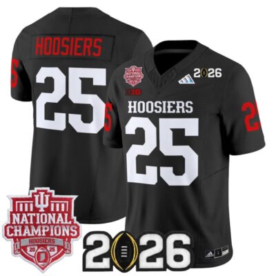 Indiana Hoosiers 2025 National Champions & 2026 CFP Final Patch Vapor Limited Jersey - Black / #25 Hoosiers