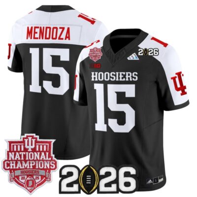 Indiana Hoosiers 2025 National Champions & 2026 CFP Final Patch Vapor Limited Jersey - Black Alternate / Fernando Mendoza
