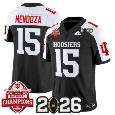 Indiana Hoosiers 2025 National Champions & 2026 CFP Final Patch Vapor Limited Jersey - Black Alternate / Fernando Mendoza