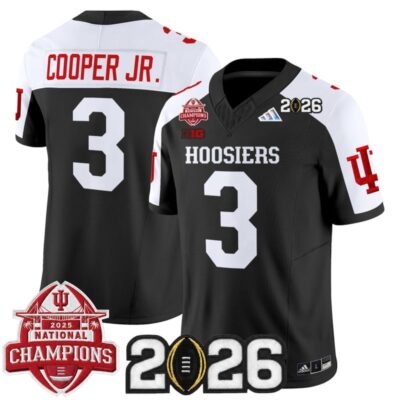 Indiana Hoosiers 2025 National Champions & 2026 CFP Final Patch Vapor Limited Jersey - Black Alternate / Omar Cooper Jr.