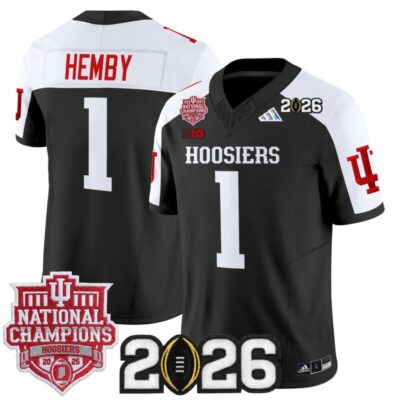 Indiana Hoosiers 2025 National Champions & 2026 CFP Final Patch Vapor Limited Jersey - Black Alternate / Roman Hemby