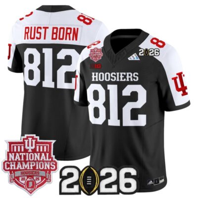 Indiana Hoosiers 2025 National Champions & 2026 CFP Final Patch Vapor Limited Jersey - Black Alternate / Rust Born 812