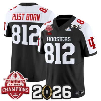 Indiana Hoosiers 2025 National Champions & 2026 CFP Final Patch Vapor Limited Jersey - Black Alternate / Rust Born 812