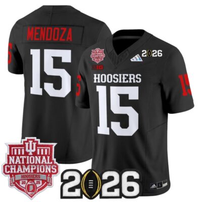 Indiana Hoosiers 2025 National Champions & 2026 CFP Final Patch Vapor Limited Jersey - Black / Fernando Mendoza