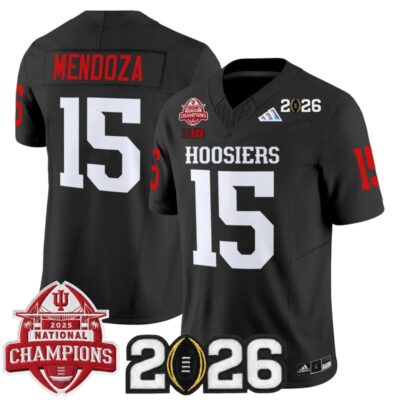 Indiana Hoosiers 2025 National Champions & 2026 CFP Final Patch Vapor Limited Jersey - Black / Fernando Mendoza