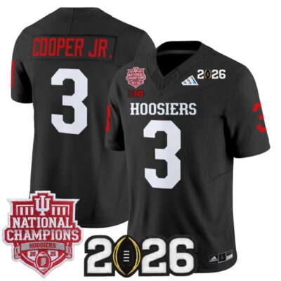 Indiana Hoosiers 2025 National Champions & 2026 CFP Final Patch Vapor Limited Jersey - Black / Omar Cooper Jr.