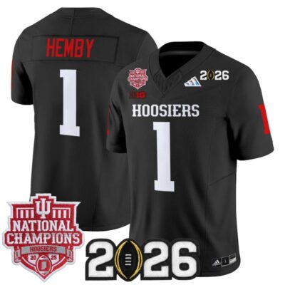 Indiana Hoosiers 2025 National Champions & 2026 CFP Final Patch Vapor Limited Jersey - Black / Roman Hemby