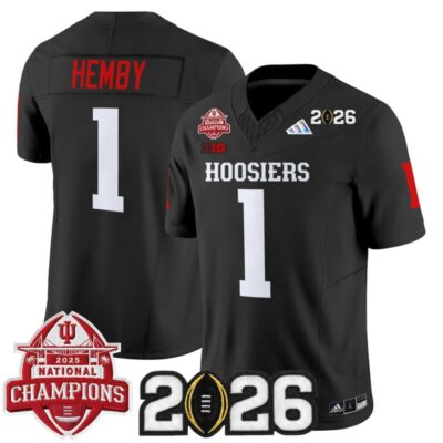Indiana Hoosiers 2025 National Champions & 2026 CFP Final Patch Vapor Limited Jersey - Black / Roman Hemby