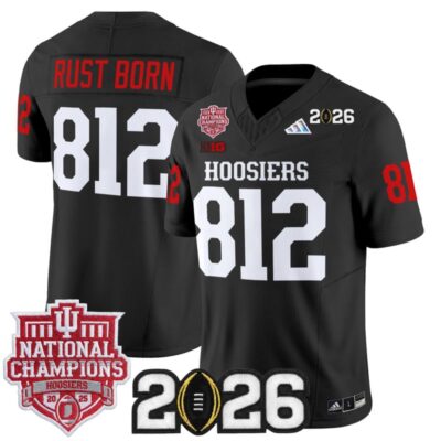Indiana Hoosiers 2025 National Champions & 2026 CFP Final Patch Vapor Limited Jersey - Black / Rust Born 812