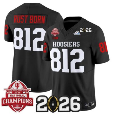 Indiana Hoosiers 2025 National Champions & 2026 CFP Final Patch Vapor Limited Jersey - Black / Rust Born 812