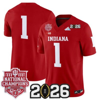 Indiana Hoosiers 2025 National Champions & 2026 CFP Final Patch Vapor Limited Jersey - Crimson / #1 Team