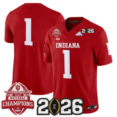 Indiana Hoosiers 2025 National Champions & 2026 CFP Final Patch Vapor Limited Jersey - Crimson / #1 Team