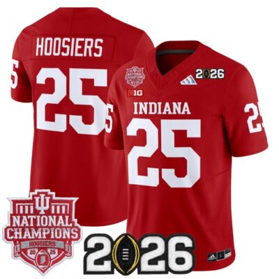 Indiana Hoosiers 2025 National Champions & 2026 CFP Final Patch Vapor Limited Jersey - Crimson / #25 Hoosiers