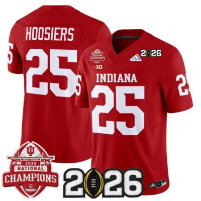 Indiana Hoosiers 2025 National Champions & 2026 CFP Final Patch Vapor Limited Jersey - Crimson / #25 Hoosiers