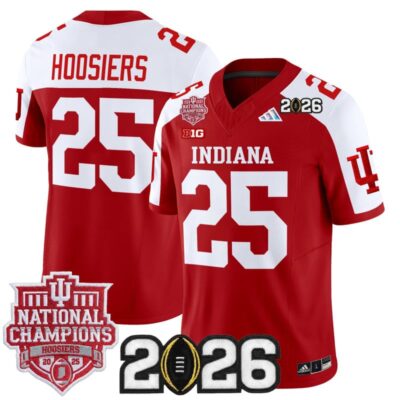 Indiana Hoosiers 2025 National Champions & 2026 CFP Final Patch Vapor Limited Jersey - Crimson Alternate / #25 Hoosiers