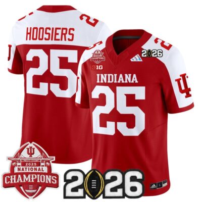 Indiana Hoosiers 2025 National Champions & 2026 CFP Final Patch Vapor Limited Jersey - Crimson Alternate / #25 Hoosiers
