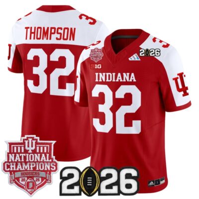Indiana Hoosiers 2025 National Champions & 2026 CFP Final Patch Vapor Limited Jersey - Crimson Alternate / Anthony Thompson