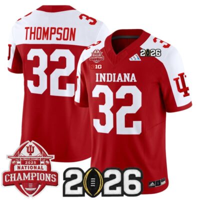 Indiana Hoosiers 2025 National Champions & 2026 CFP Final Patch Vapor Limited Jersey - Crimson Alternate / Anthony Thompson
