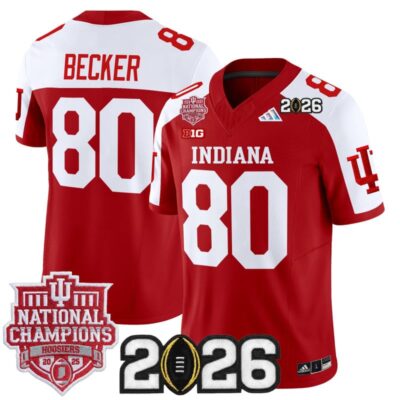 Indiana Hoosiers 2025 National Champions & 2026 CFP Final Patch Vapor Limited Jersey - Crimson Alternate / Charlie Becker