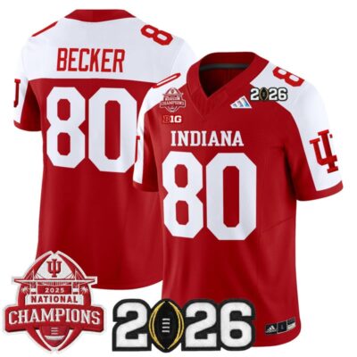 Indiana Hoosiers 2025 National Champions & 2026 CFP Final Patch Vapor Limited Jersey - Crimson Alternate / Charlie Becker