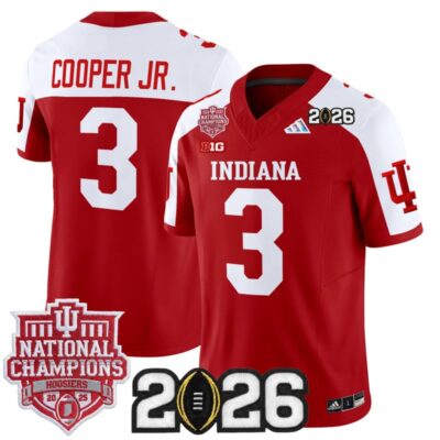 Indiana Hoosiers 2025 National Champions & 2026 CFP Final Patch Vapor Limited Jersey - Crimson Alternate / Omar Cooper Jr.