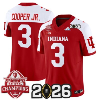 Indiana Hoosiers 2025 National Champions & 2026 CFP Final Patch Vapor Limited Jersey - Crimson Alternate / Omar Cooper Jr.