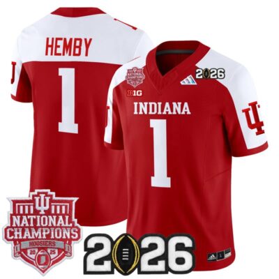 Indiana Hoosiers 2025 National Champions & 2026 CFP Final Patch Vapor Limited Jersey - Crimson Alternate / Roman Hemby